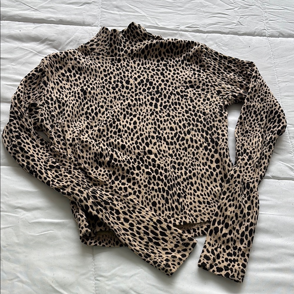Brandy Melville Leopard Print Mock Neck